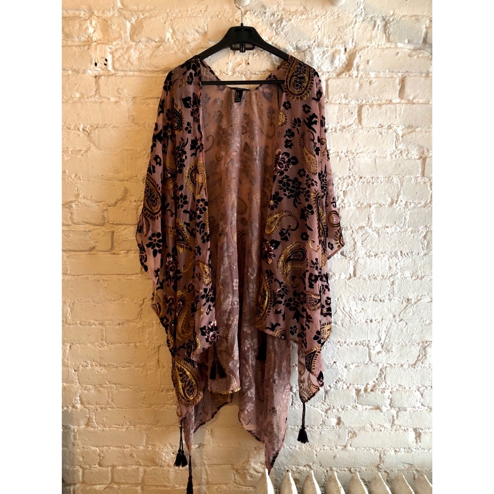 Forever 21 Paisley Print Velvet Shawl